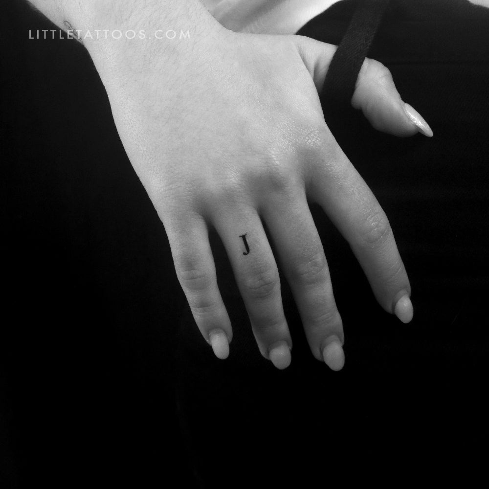 J Uppercase Serif Letter Temporary Tattoo - Set of 3