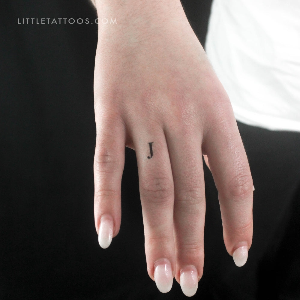 J Uppercase Serif Letter Temporary Tattoo - Set of 3