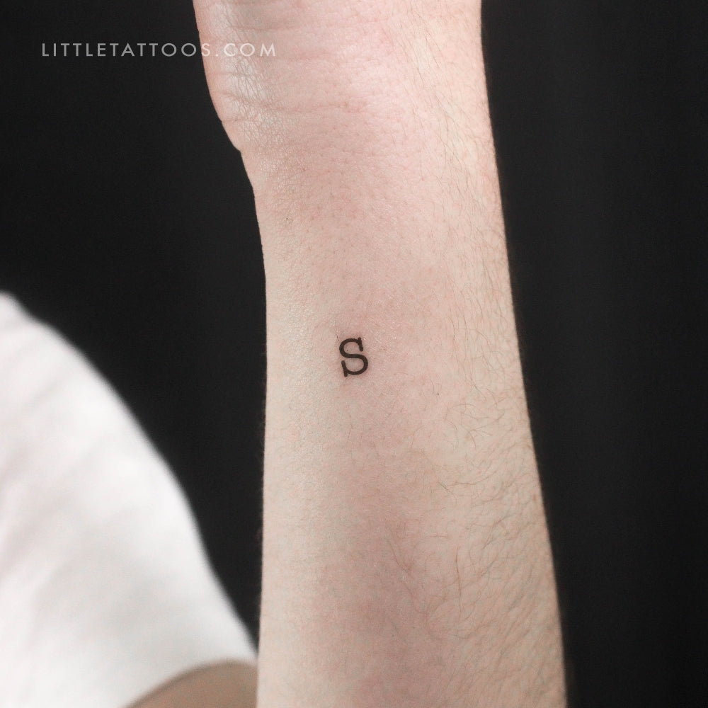 Tatuaje temporal de la letra S mayúscula de máquina de escribir (juego de 3)