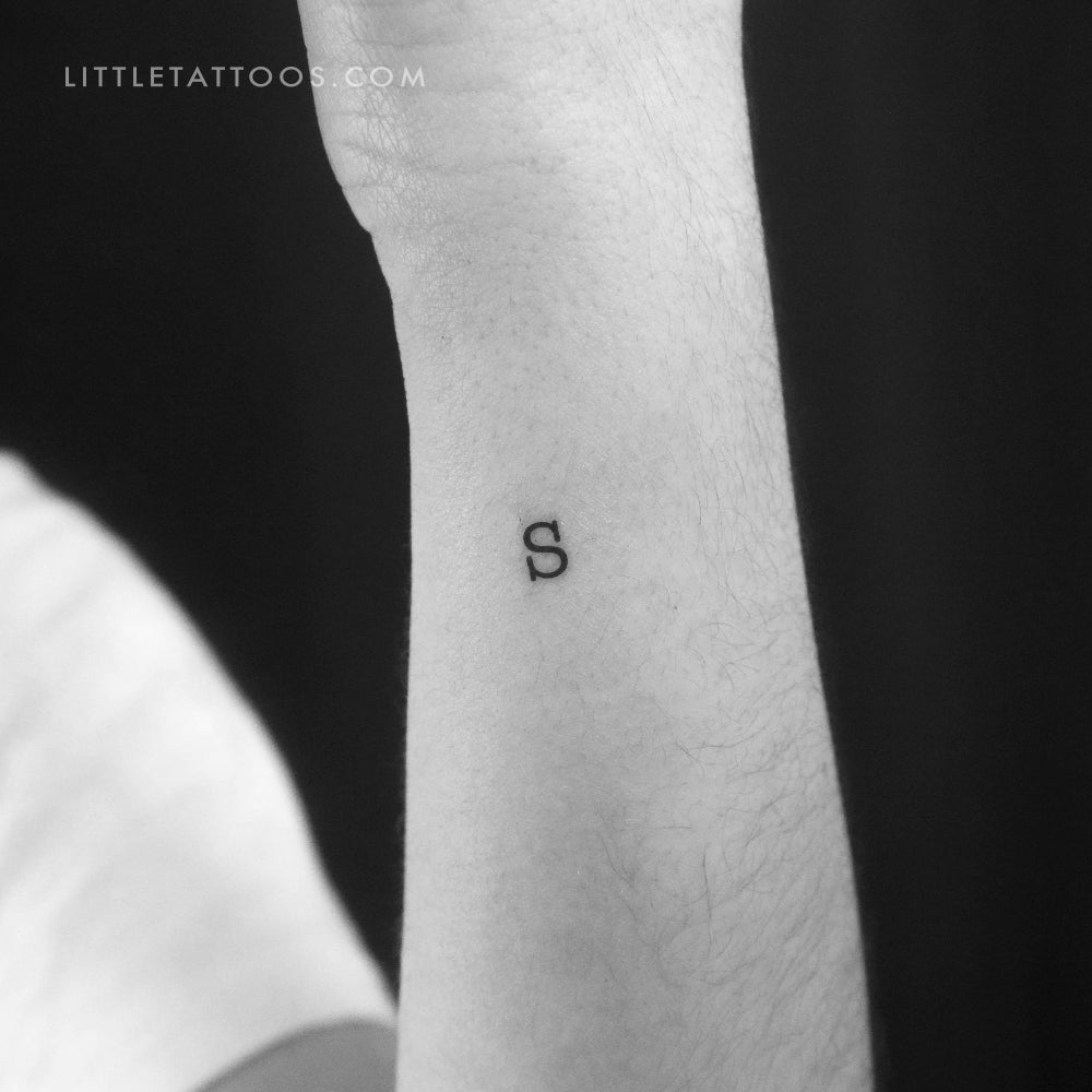 Tatuaje temporal de la letra S mayúscula de máquina de escribir (juego de 3)