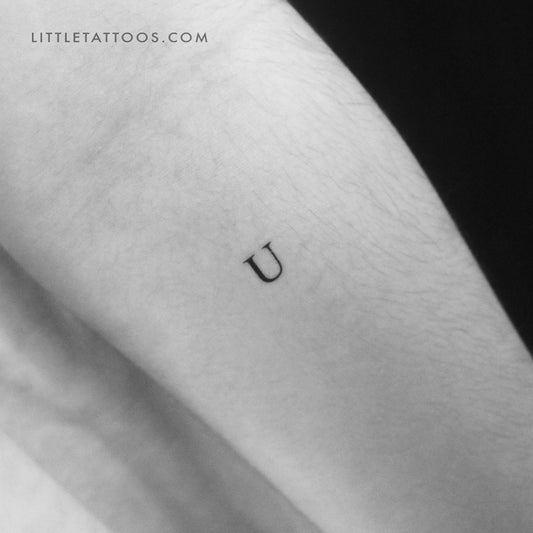 U Uppercase Serif Letter Temporary Tattoo - Set of 3