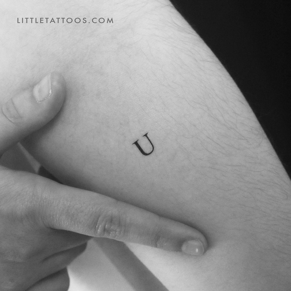 U Uppercase Serif Letter Temporary Tattoo - Set of 3