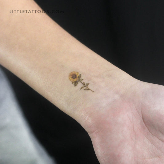 Small Watercolor Sunflower Temporary Tattoo - Set of 3