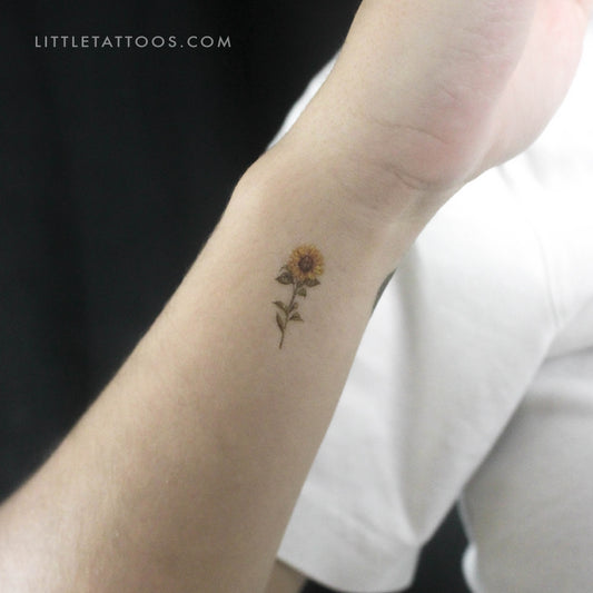 Small Watercolor Sunflower Temporary Tattoo - Set of 3