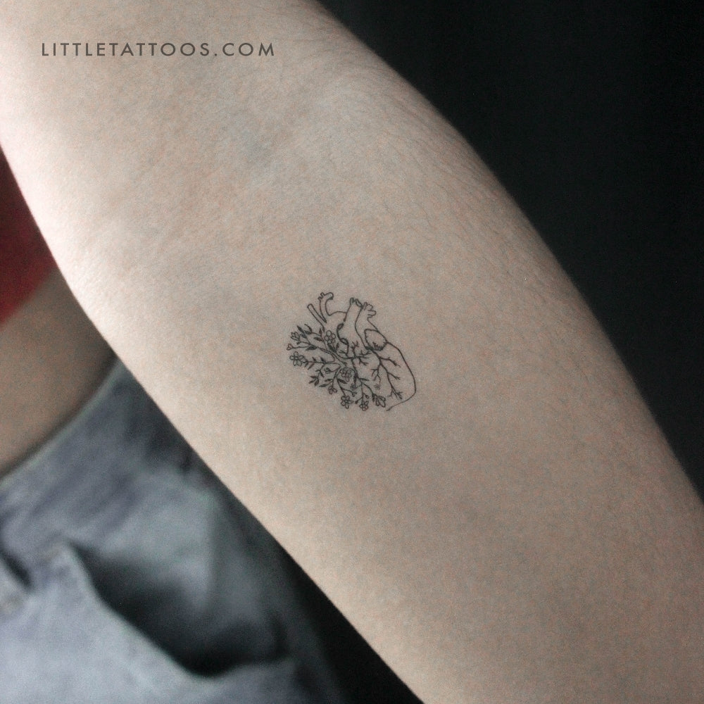 Flower Heart Temporary Tattoo - Set of 3