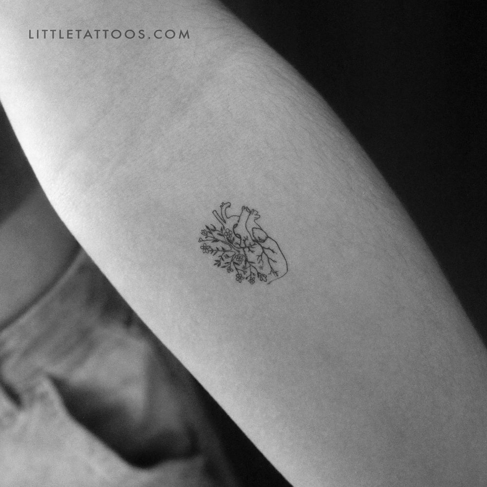 Flower Heart Temporary Tattoo - Set of 3