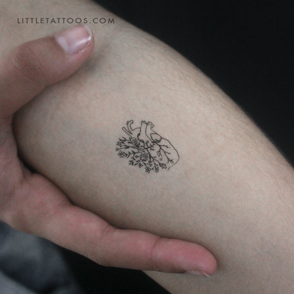 Flower Heart Temporary Tattoo - Set of 3