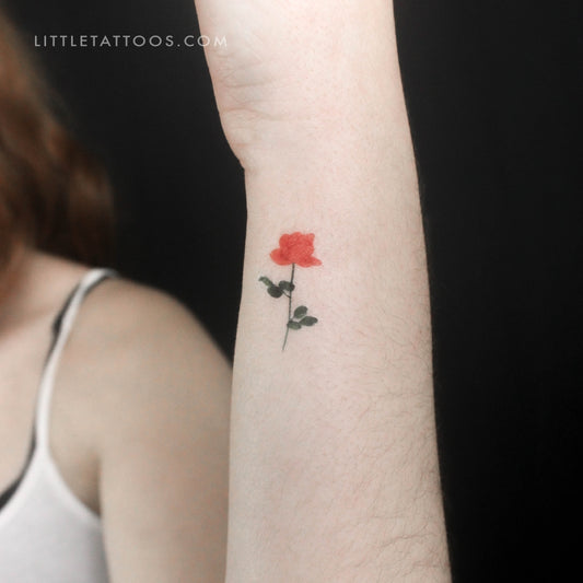 Tatuaje temporal de una pequeña rosa naranja de Zihee (juego de 3)