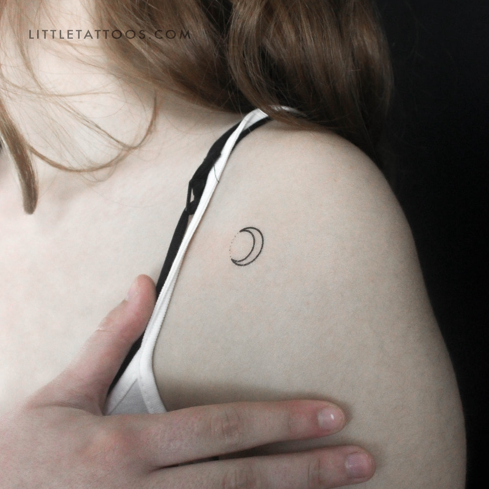 Crescent Moon and Dots Temporary Tattoo - Set of 3
