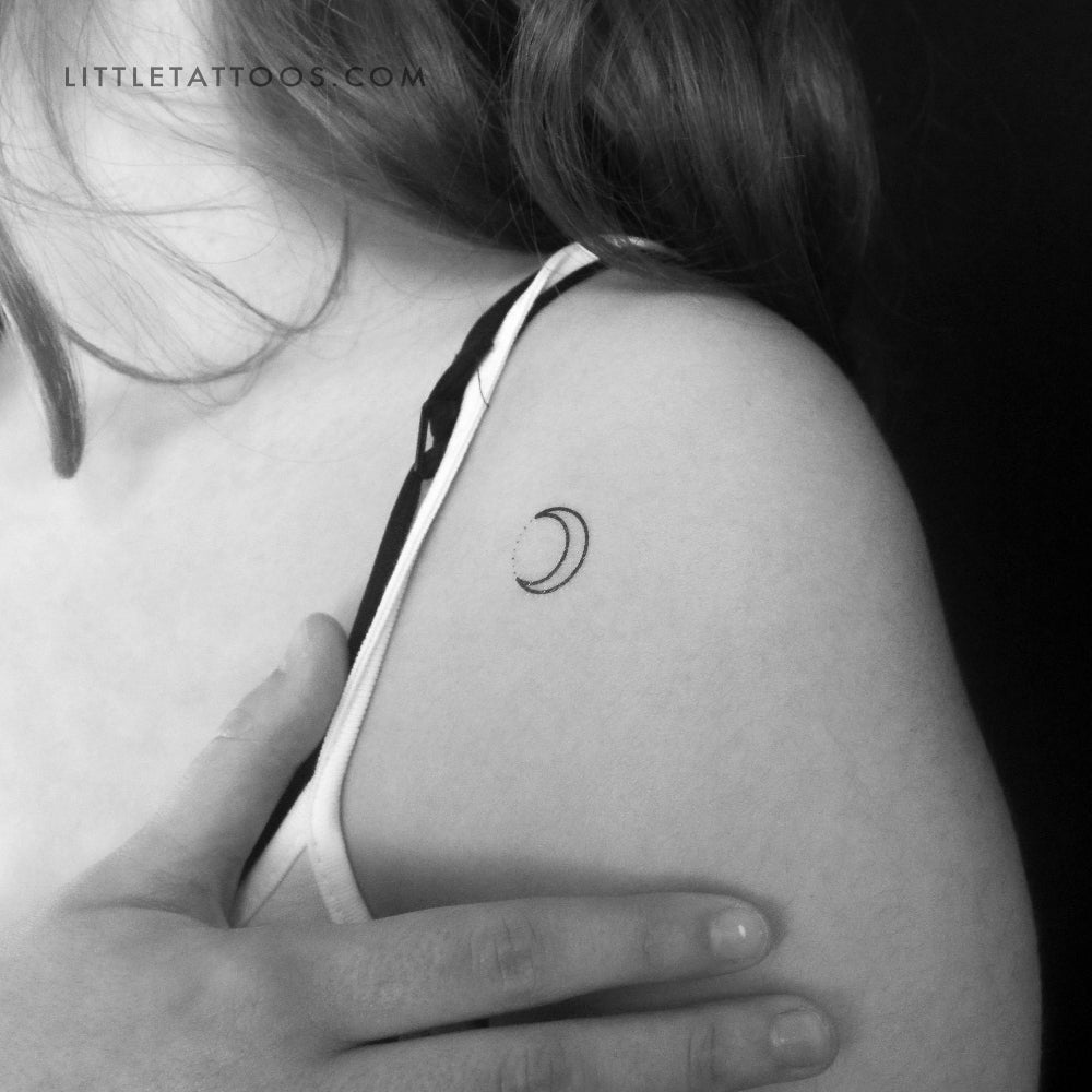 Crescent Moon and Dots Temporary Tattoo - Set of 3