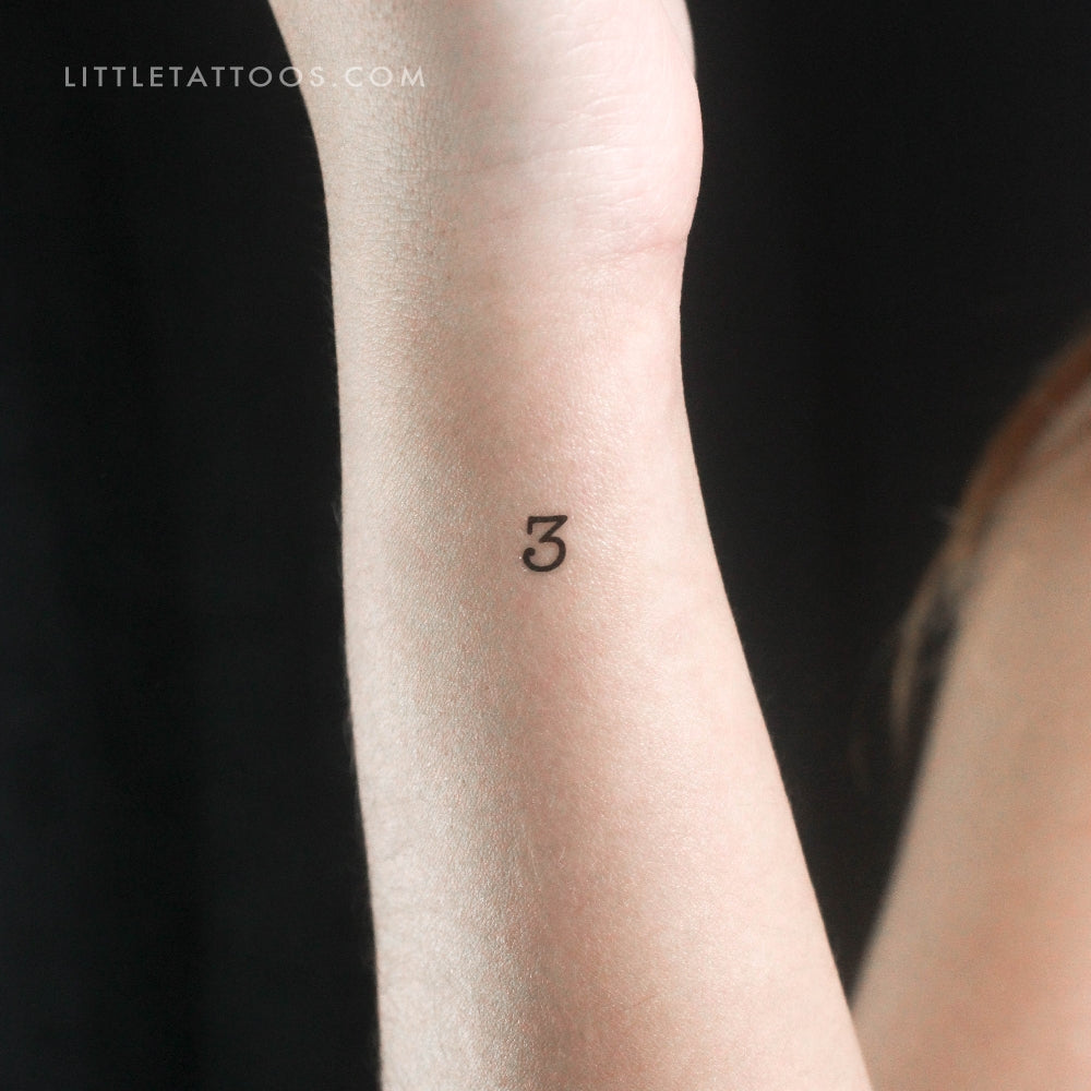 Tatuaje temporal del número 3 - Juego de 3