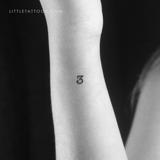 Number 3 Temporary Tattoo - Set of 3