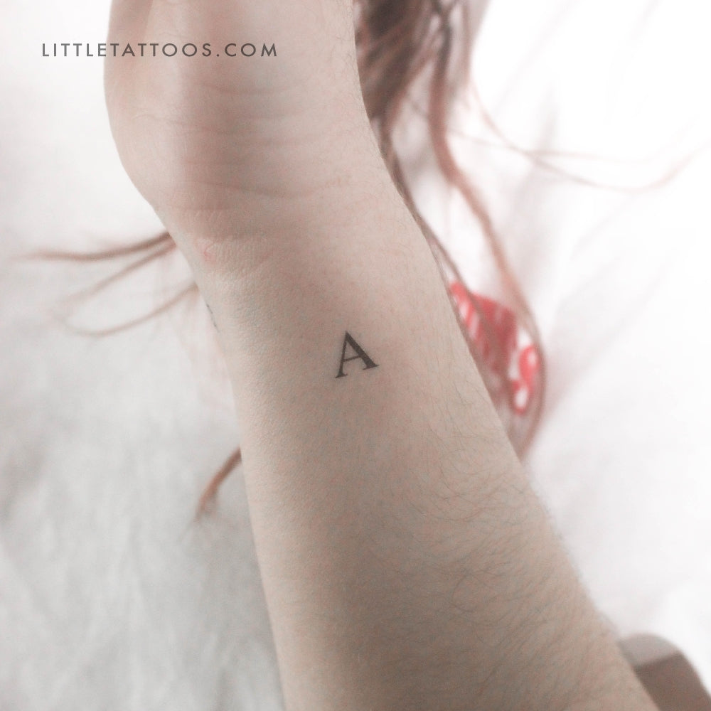 A Uppercase Serif Letter Temporary Tattoo - Set of 3