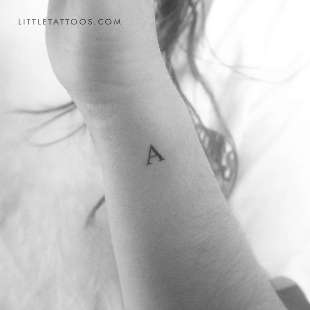 A Uppercase Serif Letter Temporary Tattoo - Set of 3