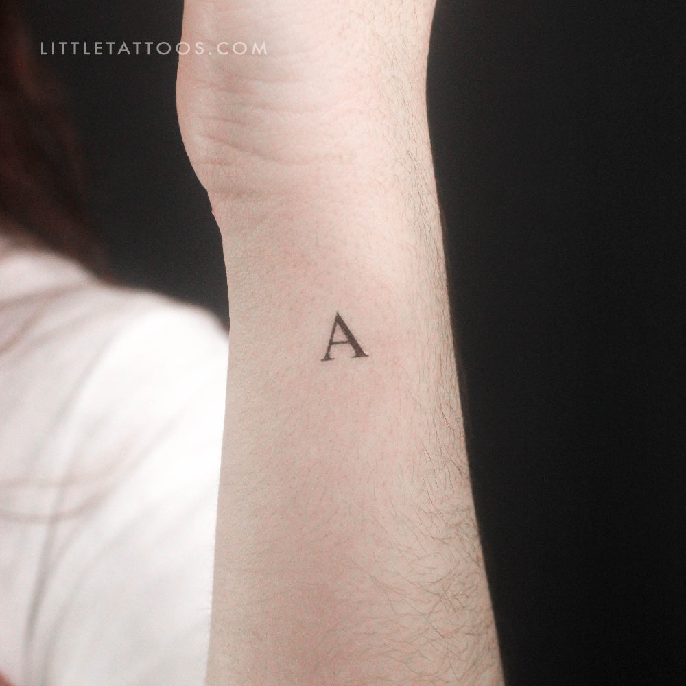 A Uppercase Serif Letter Temporary Tattoo - Set of 3