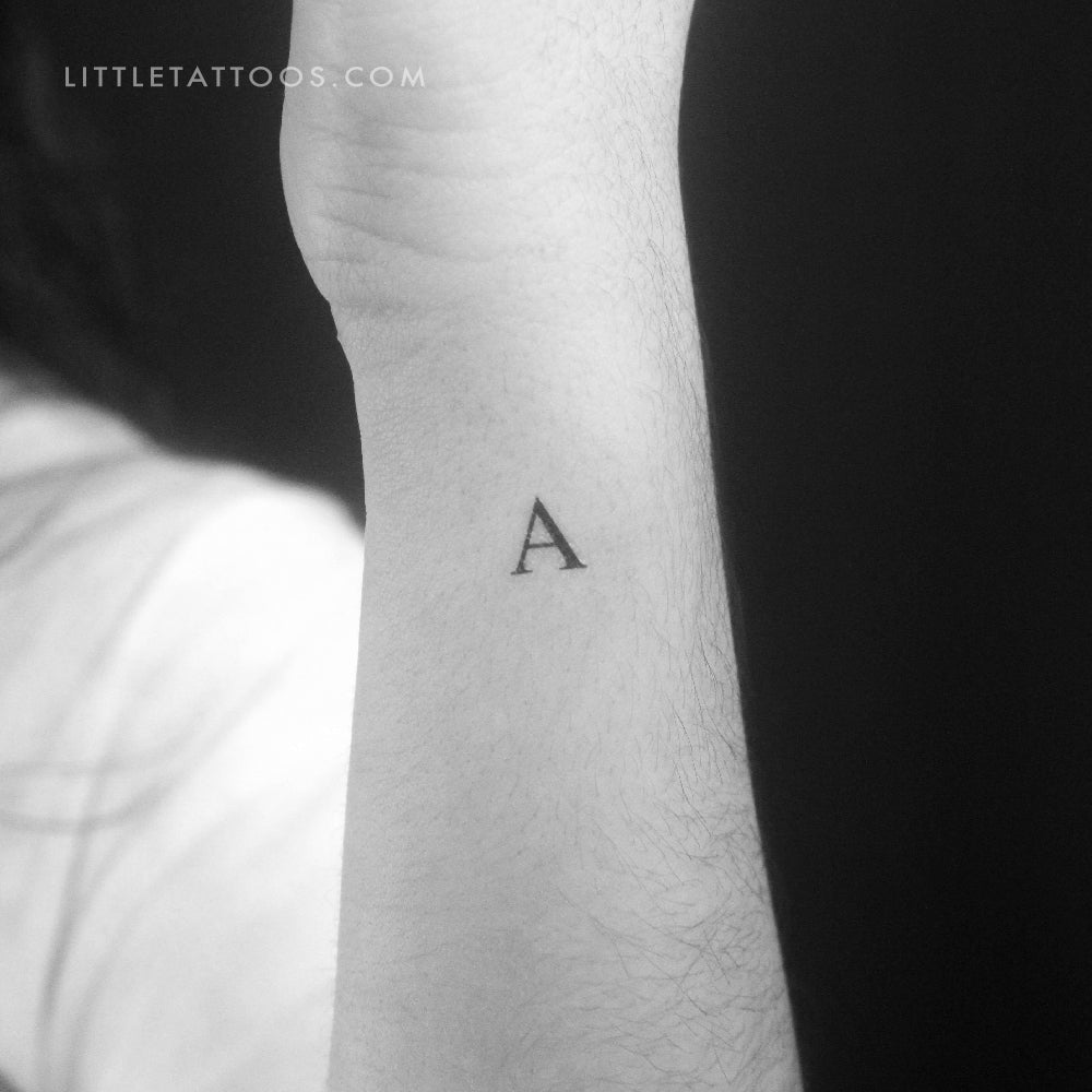 A Uppercase Serif Letter Temporary Tattoo - Set of 3
