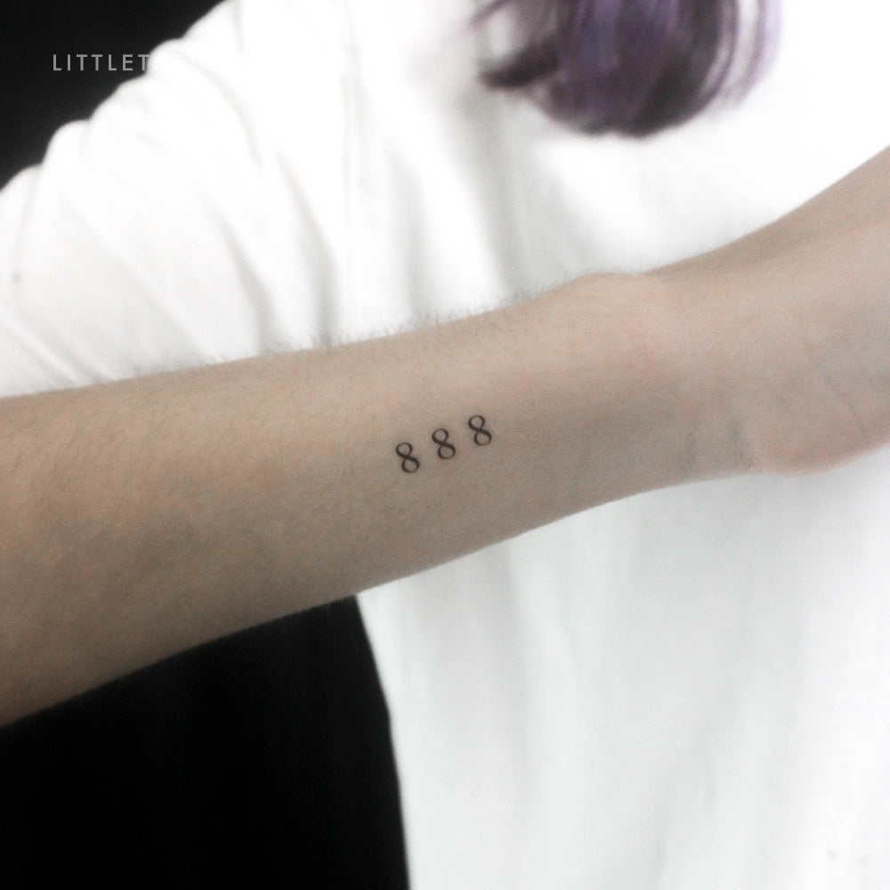 Tatuaje temporal del número angelical 888 (juego de 3)