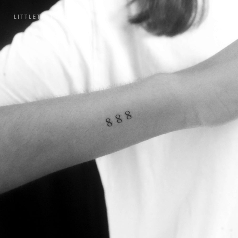 Tatuaje temporal del número angelical 888 (juego de 3)