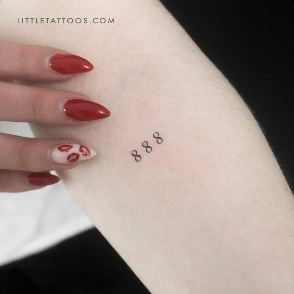 Tatuaje temporal del número angelical 888 (juego de 3)