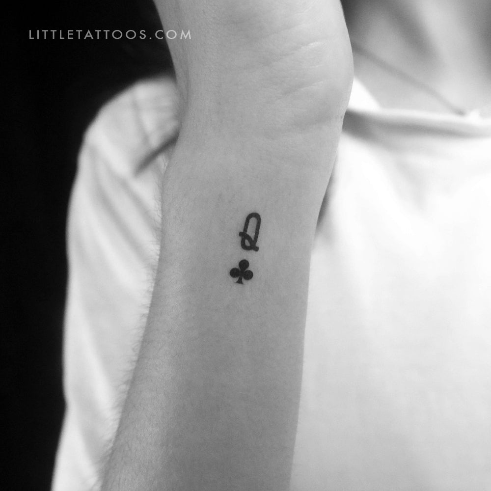 Tatuaje temporal pequeño de la Reina de Tréboles - Juego de 3