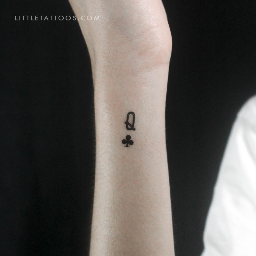 Tatuaje temporal pequeño de la Reina de Tréboles - Juego de 3