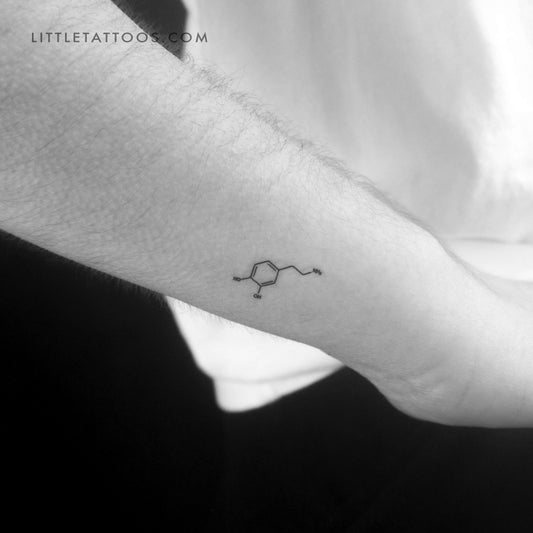 Tatuaje temporal pequeño de la estructura química de la dopamina (juego de 3)