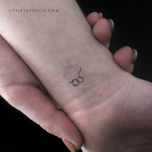 Tatuaje temporal diminuto de la estructura química de la serotonina (juego de 3)