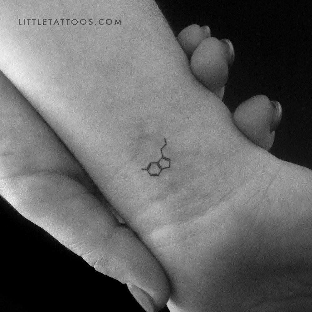 Tiny Serotonin Chemical Structure Temporary Tattoo - Set of 3