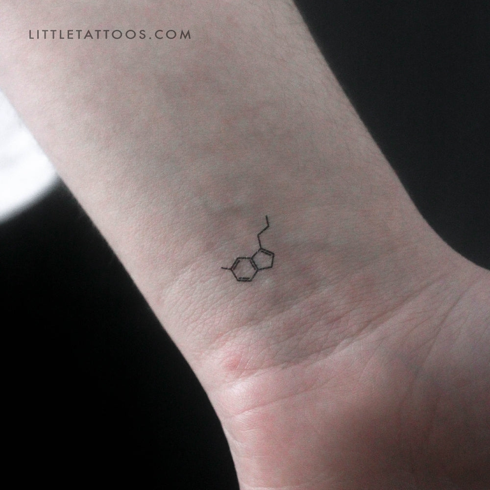 Tiny Serotonin Chemical Structure Temporary Tattoo - Set of 3