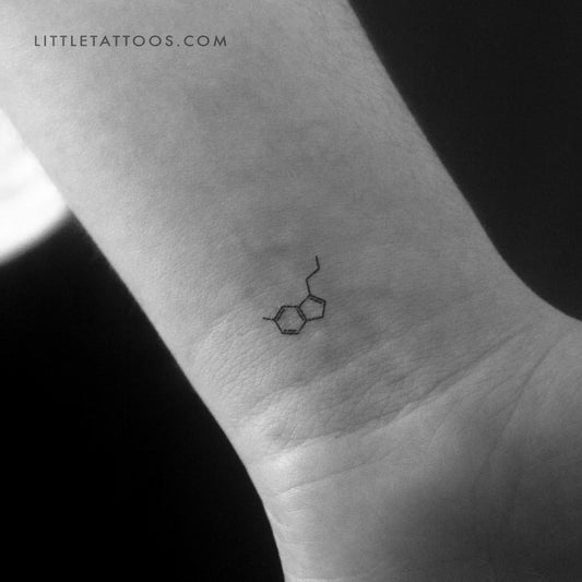 Tatuaje temporal diminuto de la estructura química de la serotonina (juego de 3)