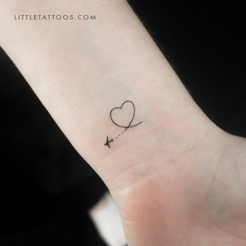 Tatuaje temporal de avión y corazón (juego de 3)
