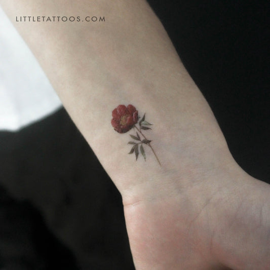 Garnet Peony Temporary Tattoo - Set of 3