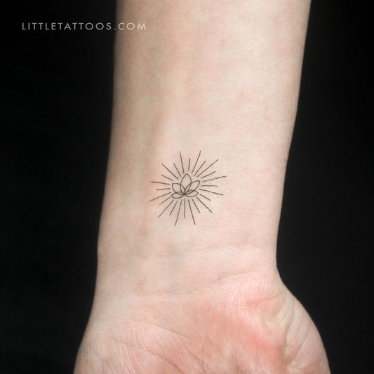 Small Shiny Lotus By Cagri Durmaz Temporary Tattoo - Set of 3