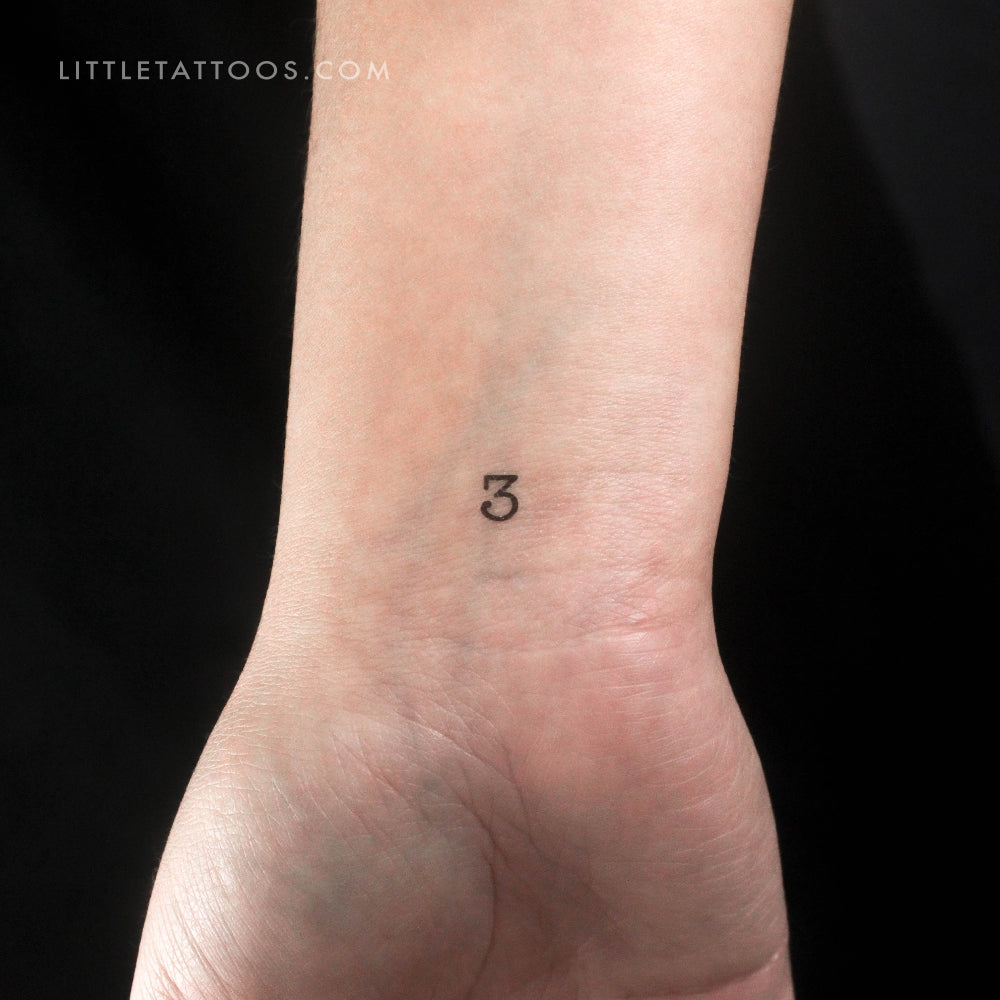 Tatuaje temporal del número 3 - Juego de 3