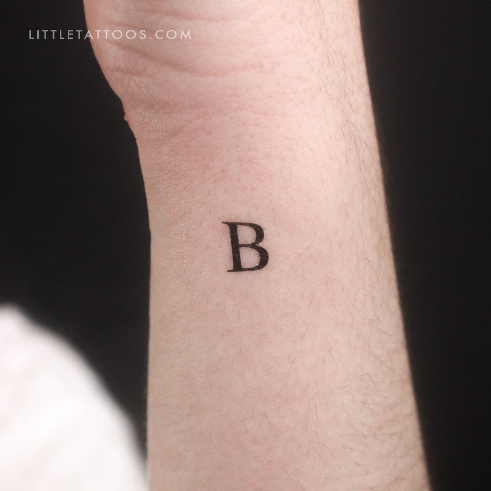 Tatuaje temporal de la letra B mayúscula con serifa (juego de 3)