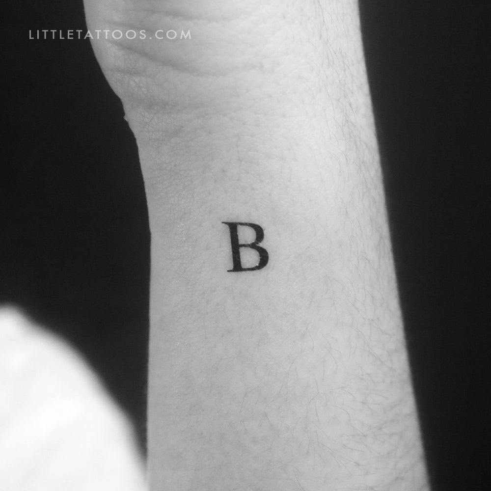 Tatuaje temporal de la letra B mayúscula con serifa (juego de 3)