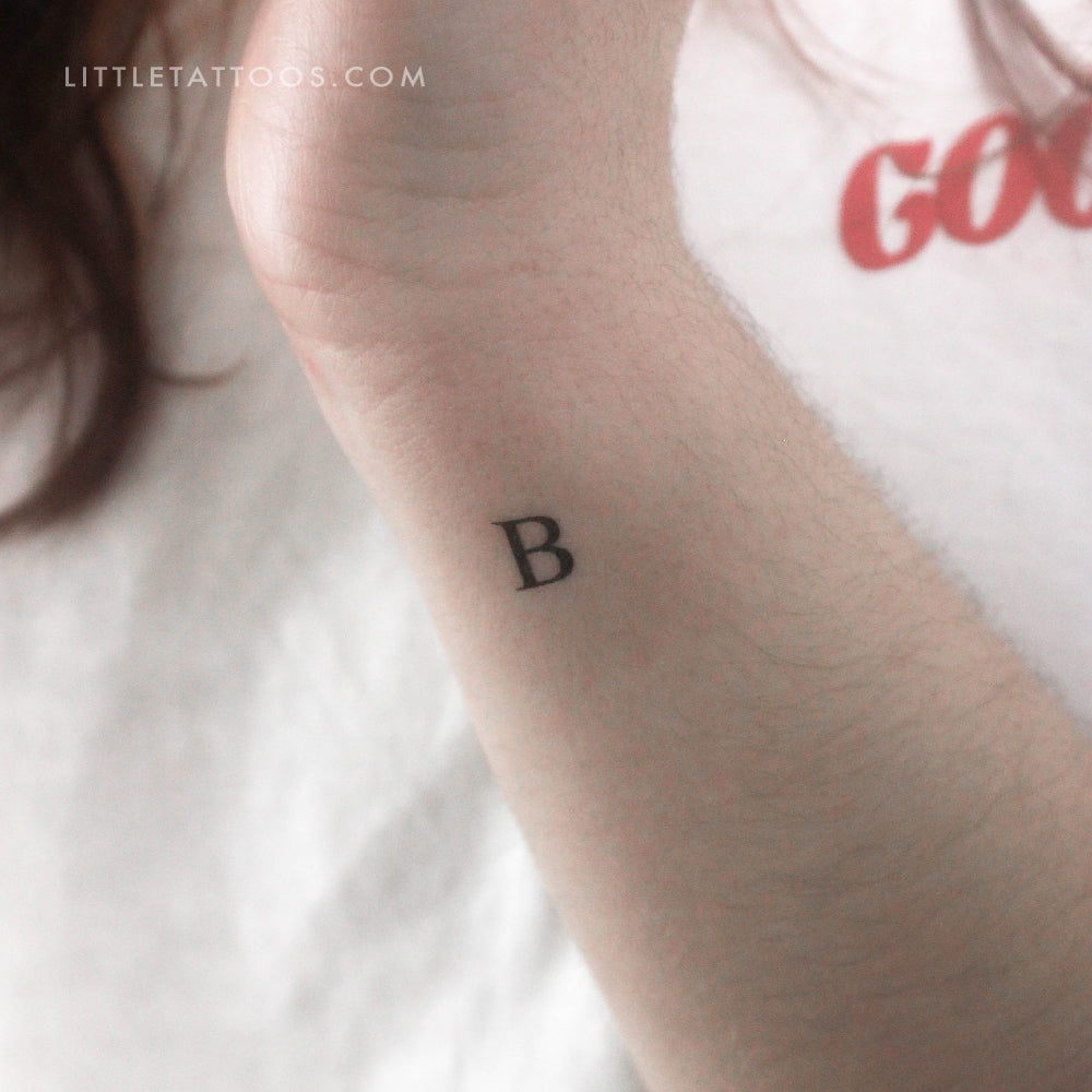 Tatuaje temporal de la letra B mayúscula con serifa (juego de 3)