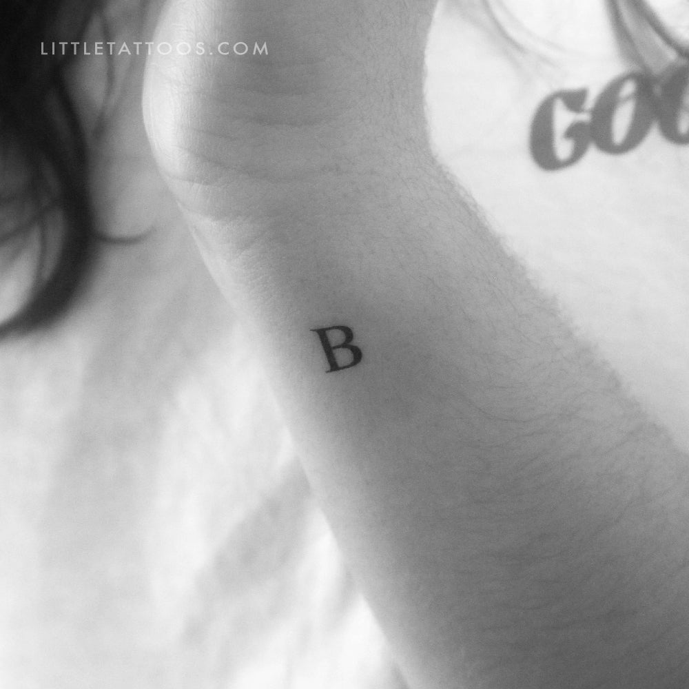 Tatuaje temporal de la letra B mayúscula con serifa (juego de 3)