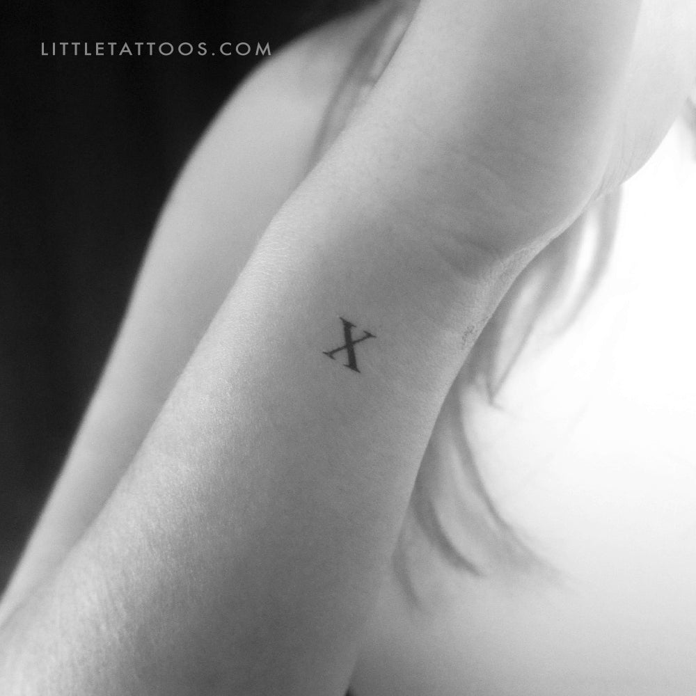 Tatuaje temporal de la letra X mayúscula con serifa - Juego de 3
