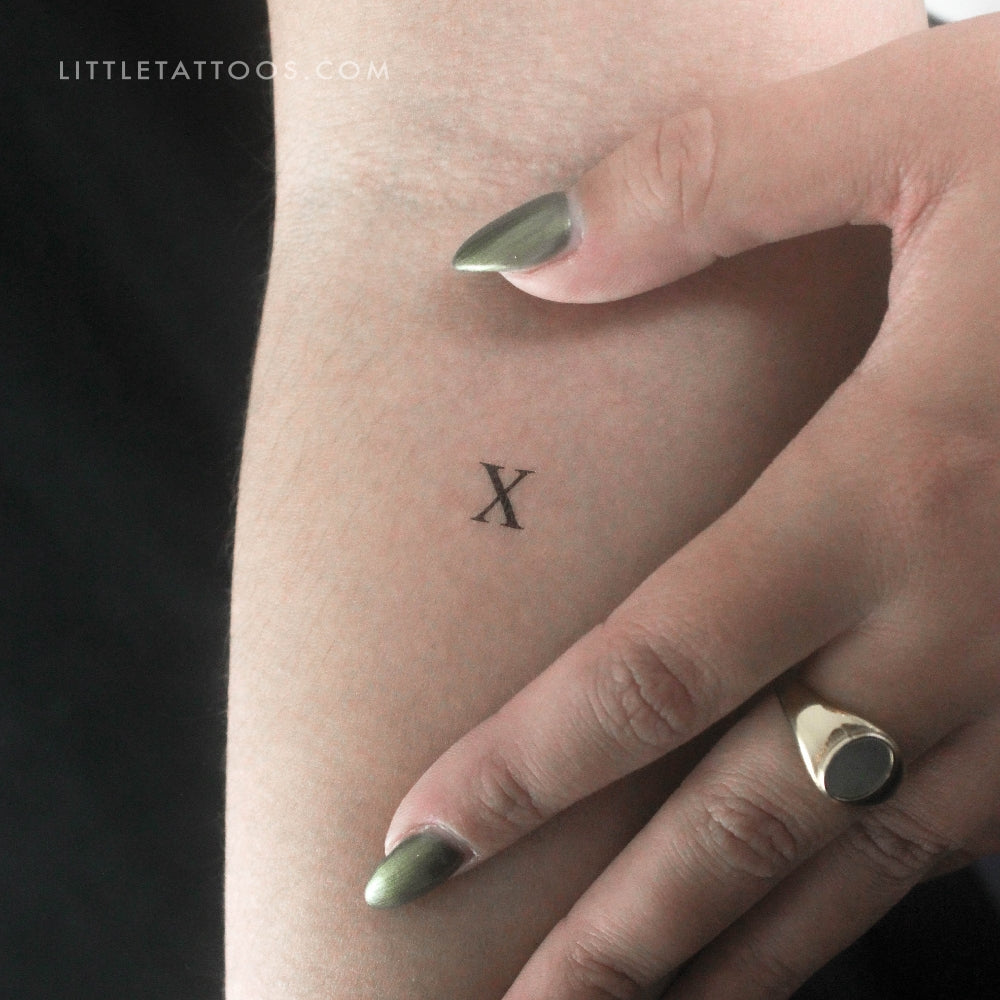 Tatuaje temporal de la letra X mayúscula con serifa - Juego de 3