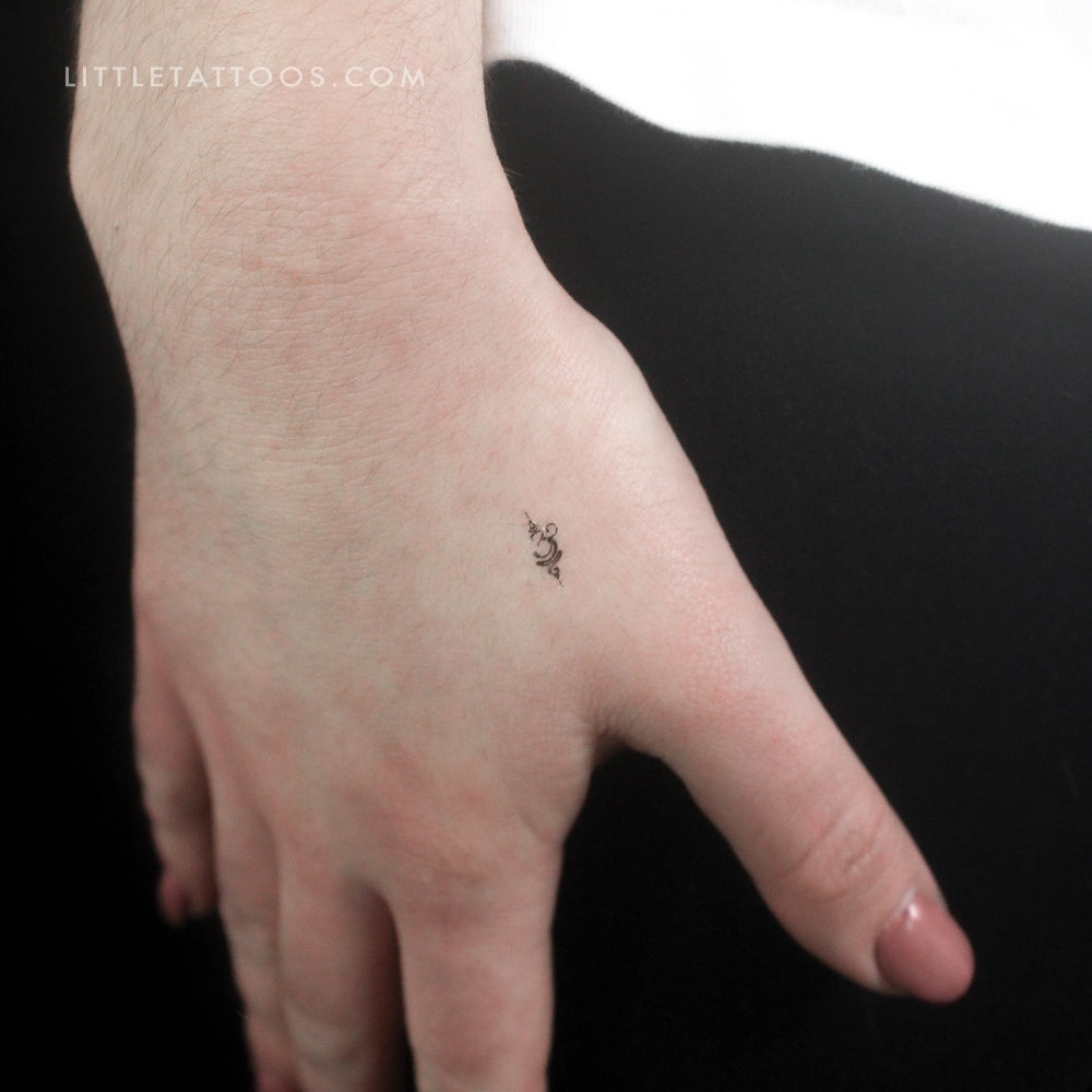 Tiny Sanskrit Symbol for Breathe Temporary Tattoo - Set of 3