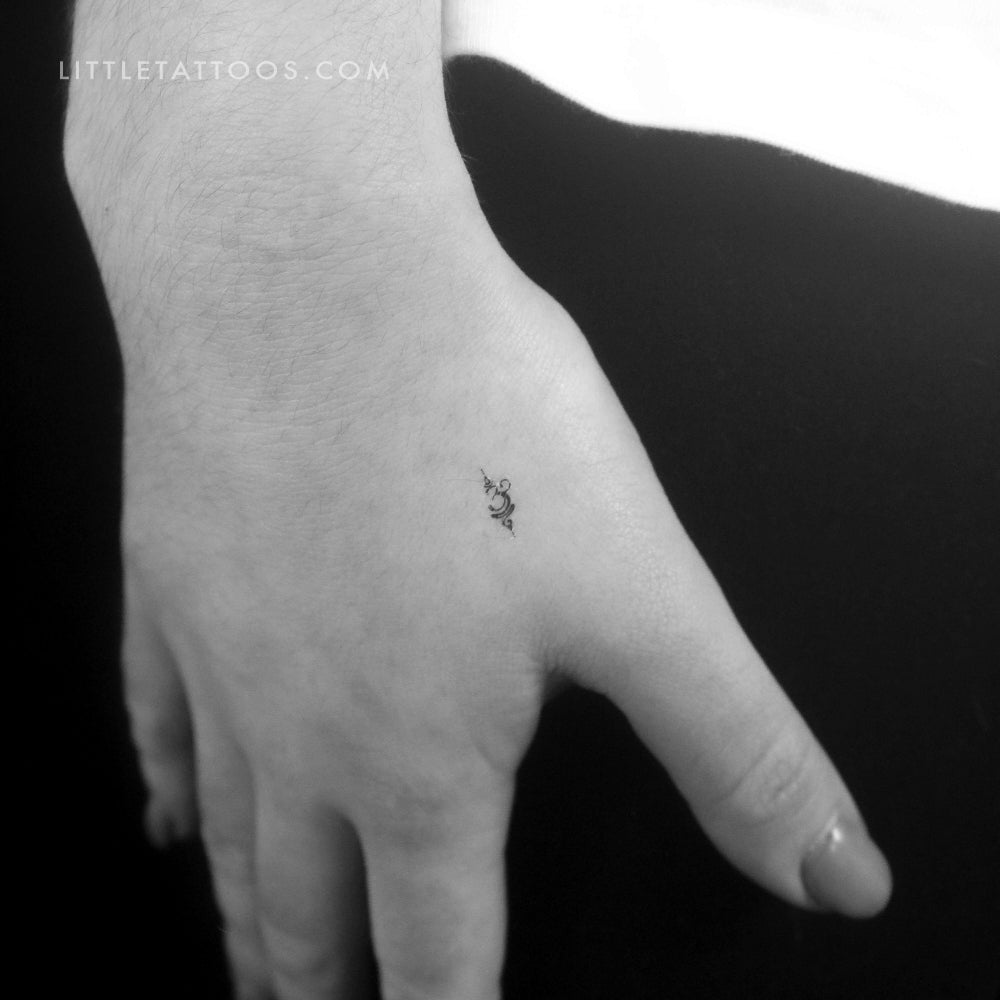 Tiny Sanskrit Symbol for Breathe Temporary Tattoo - Set of 3