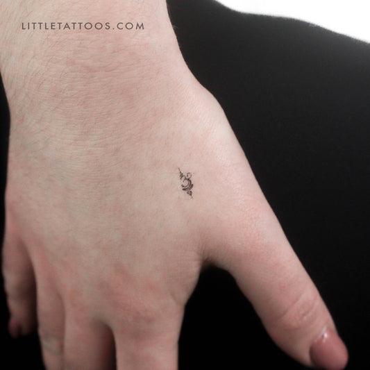 Tiny Sanskrit Symbol for Breathe Temporary Tattoo - Set of 3