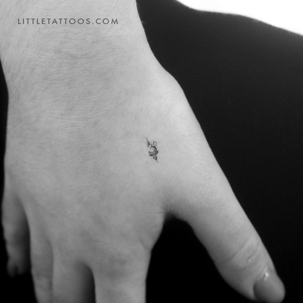 Tiny Sanskrit Symbol for Breathe Temporary Tattoo - Set of 3
