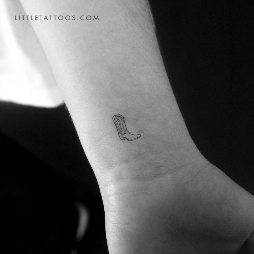 Fine Line Cowboy Boot Tattoo Ideas