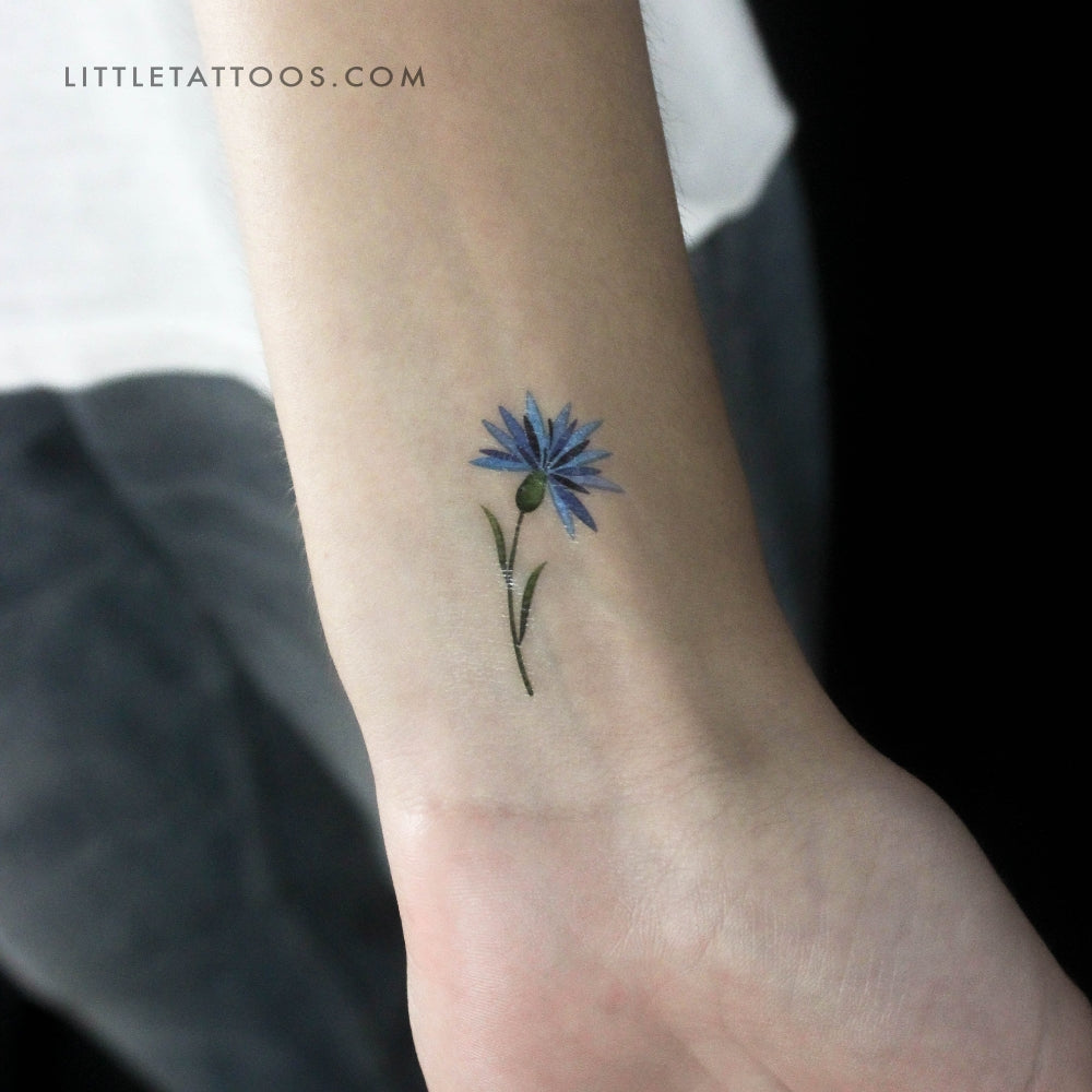Little Cornflower By Ann Lilya Temporary Tattoo - Set of 3