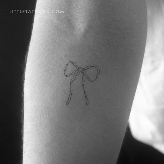 Fine Line Ribbon Bow Temporary Tattoo - Set of 3