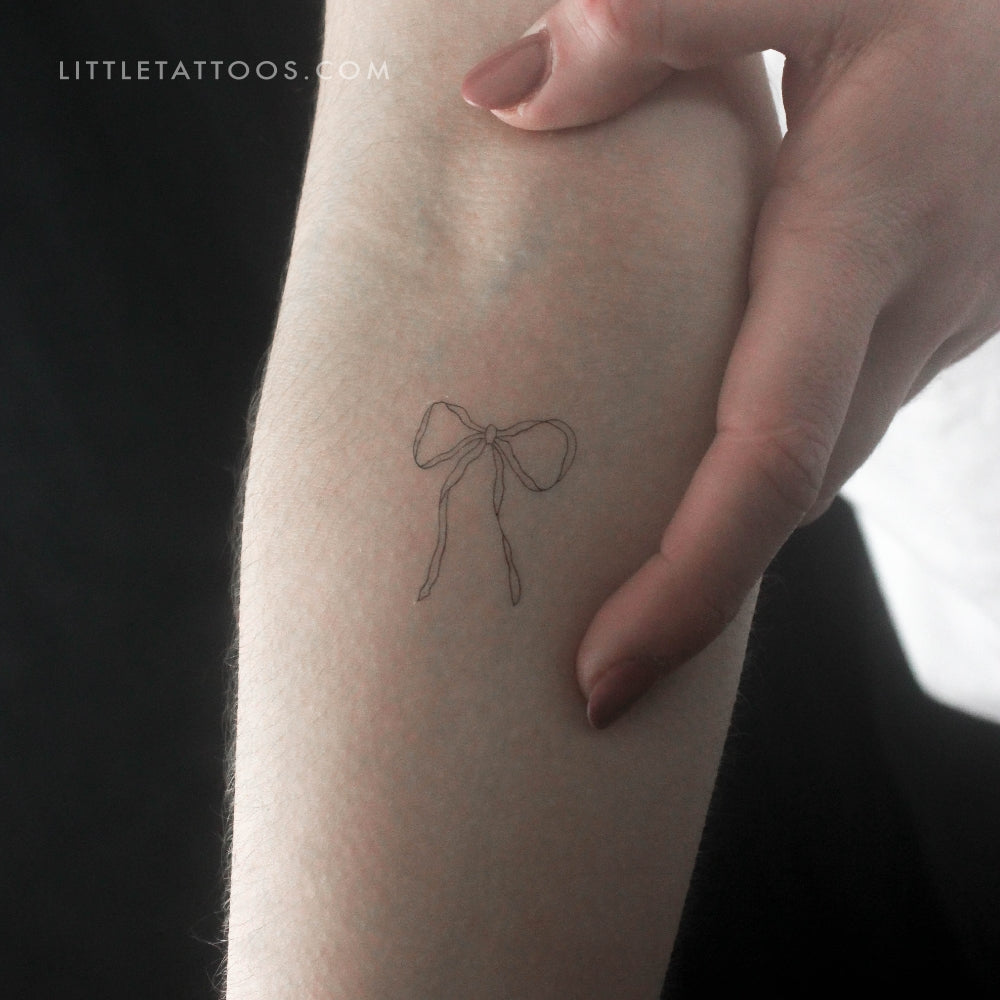 Tatuaje temporal de lazo de cinta de línea fina (juego de 3)