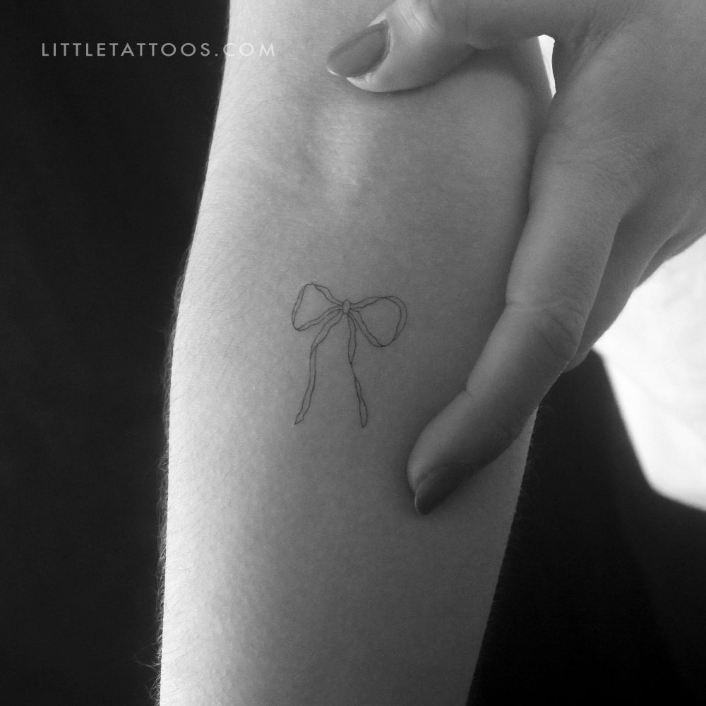Tatuaje temporal de lazo de cinta de línea fina (juego de 3)