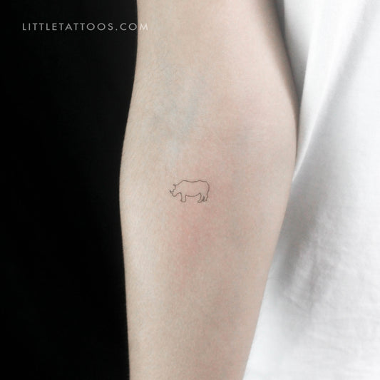 Fine Line Rhino Temporary Tattoo - Set of 3